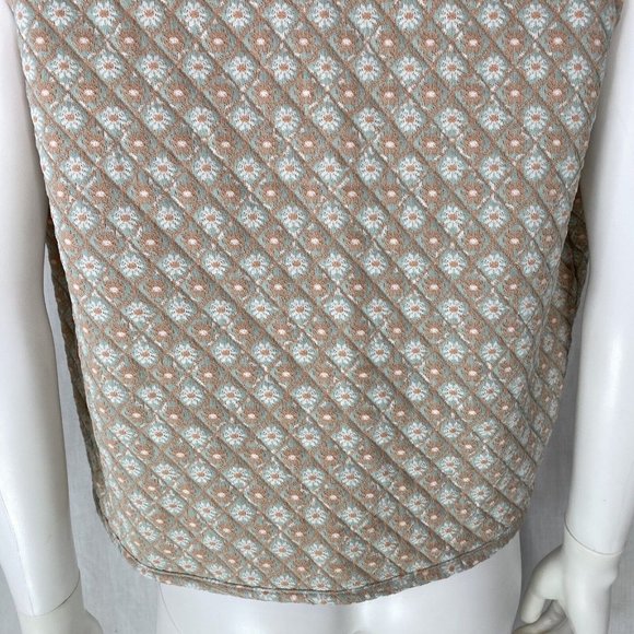 Vintage 60s quilted micro floral Union Tag vest blush‎ pink sage green - Picture 9 of 9